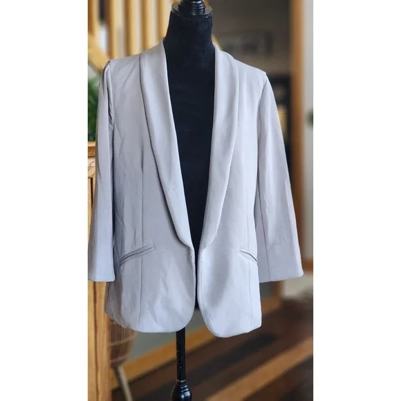Skies Are Blue Womens L Light Gray Blazer Jacket Stretch Hannah Modal Scuba